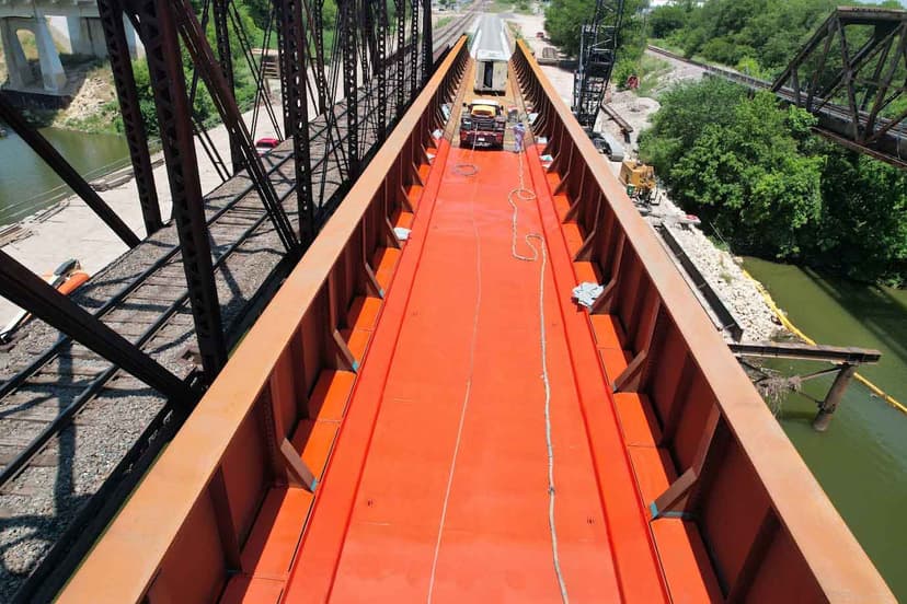 Completed bridge deck waterproofing project showing finished membrane surface ready for overlay